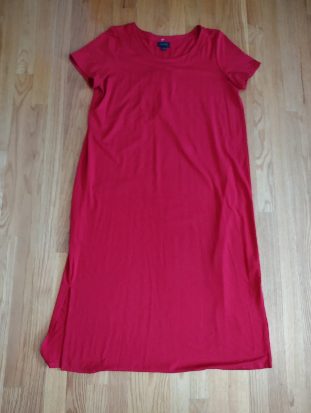 J. Jill Wearever Midi Dress Size M Red Side Slit Workleisure Travel Minimalist - Picture 2 of 5
